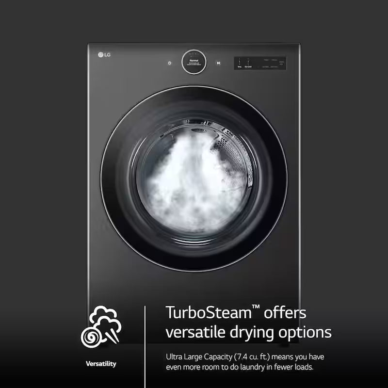 Black Steel Electric Dryer with TurboSteam G479