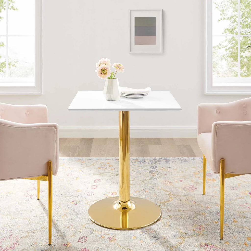 28" Square Wood & Metal Dining Table M315