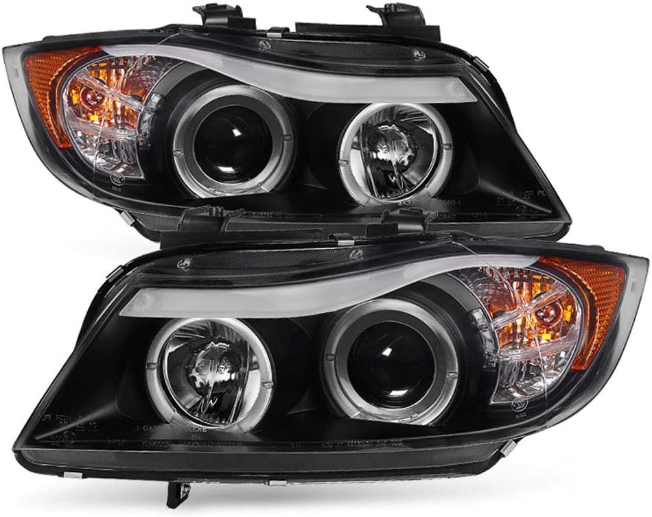 2006-2008 BMW E90 3-Series Sedan LED Halo Chrome Projector Headlights J7256