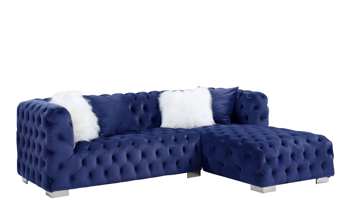 Velvet L Shaped Seating Component, Blue - 2 Piece Z240918