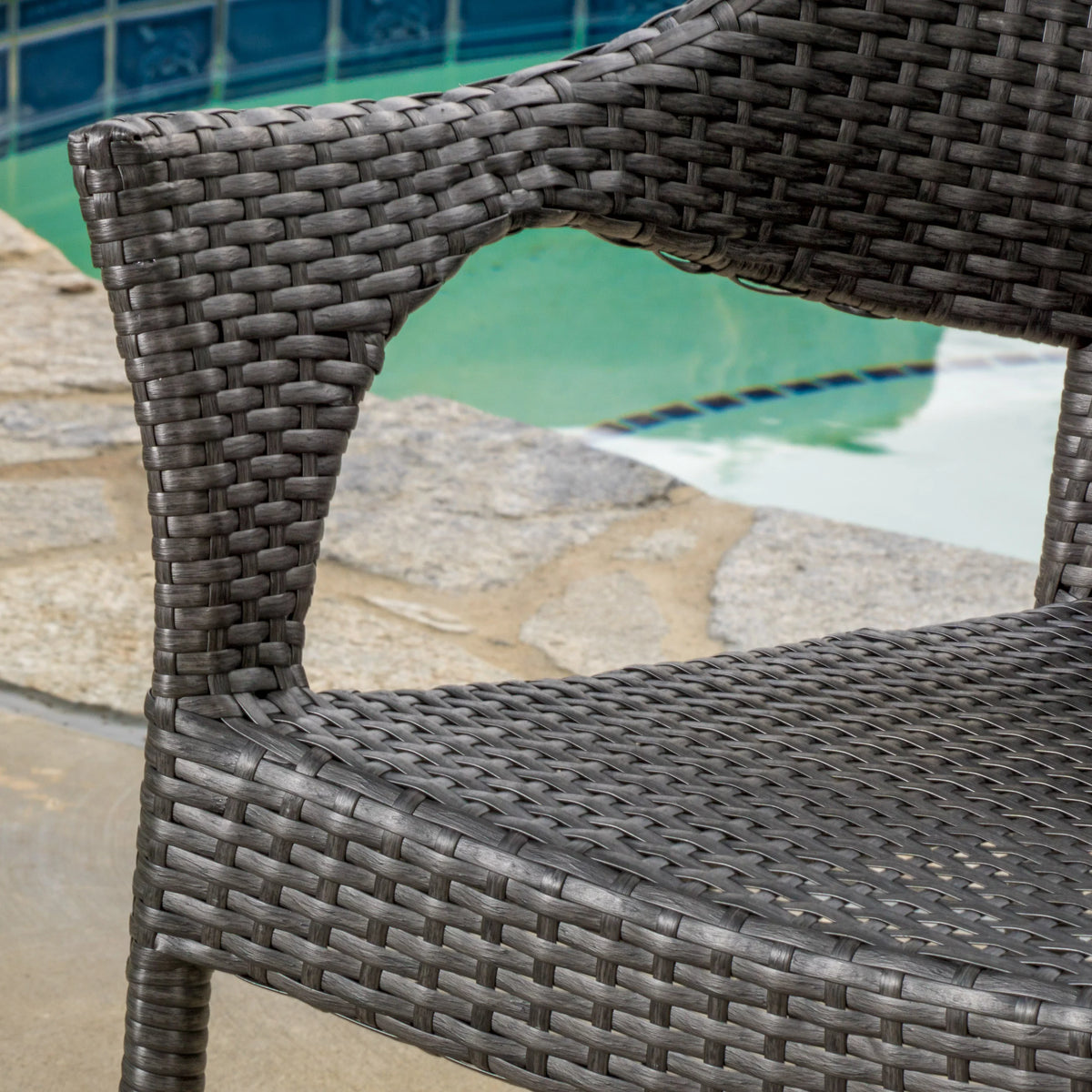 Grey Wicker Stackable Chairs Set of 2 G53692