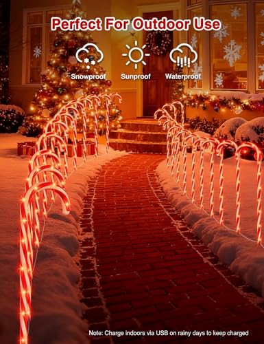 24 Pack 28" Solar Candy Cane Path Lights with Stakes R925728