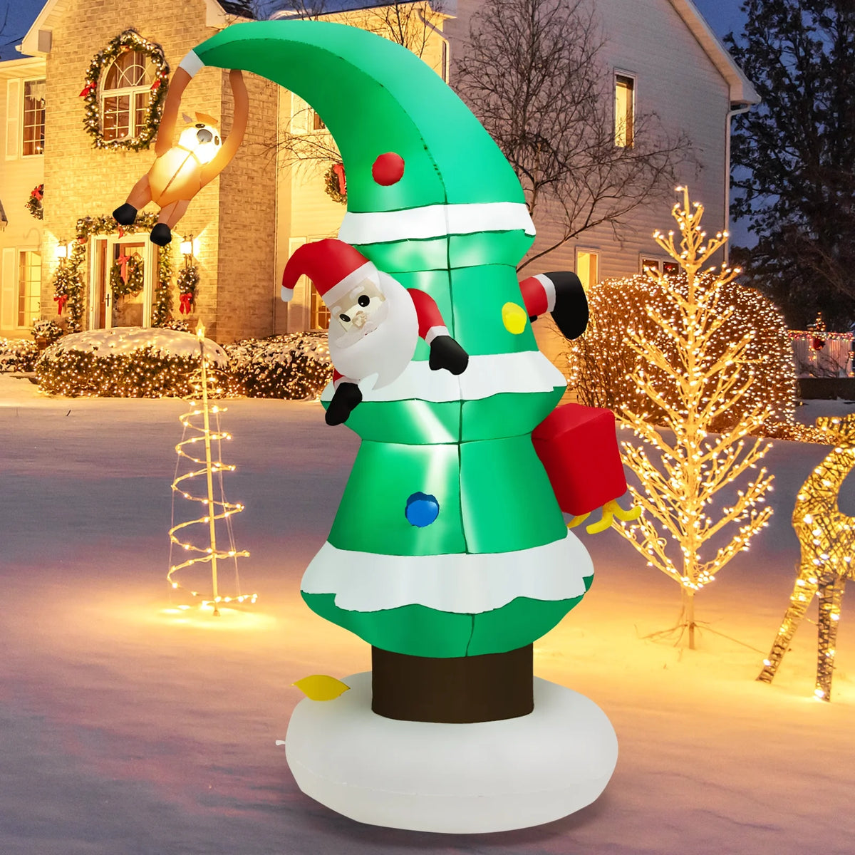 8 FT Inflatable Christmas Tree with Santa Claus A891916