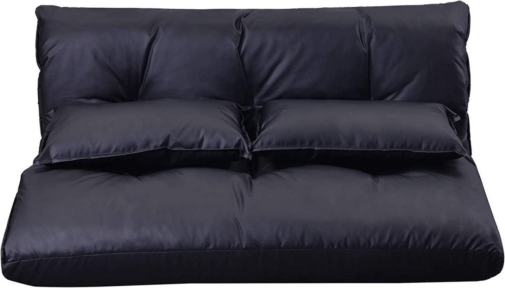 Adjustable Floor Sofa Bed with 2 Pillows, 5 Reclining Position, Black F325278