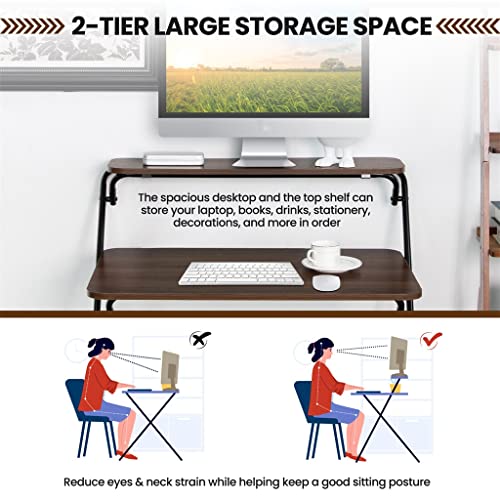 2 Tier Folding Brown Desk X877
