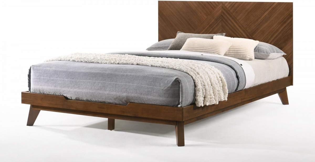 California King Brown Walnut Panel Bed with Wood Legs Z597705