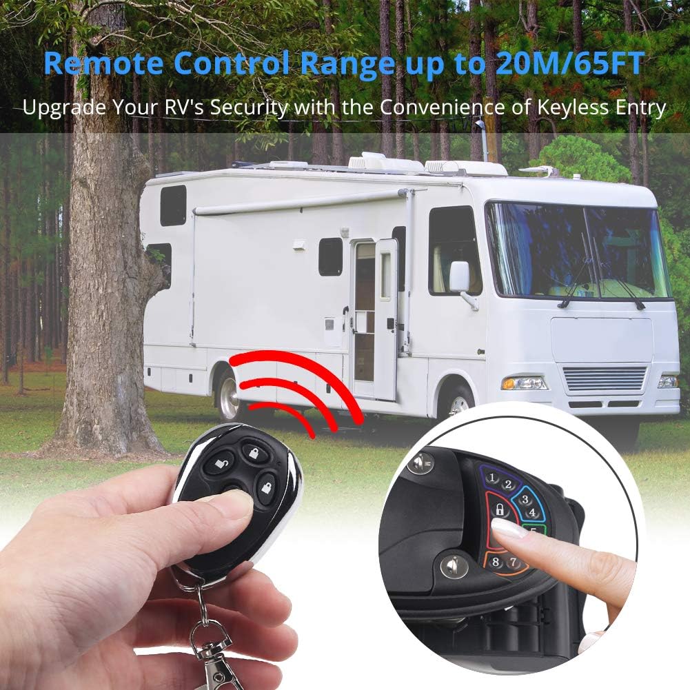 RV Keyless Entry Door Lock Handle Latch Zinc Alloy Wireless with Keypad Black P79833