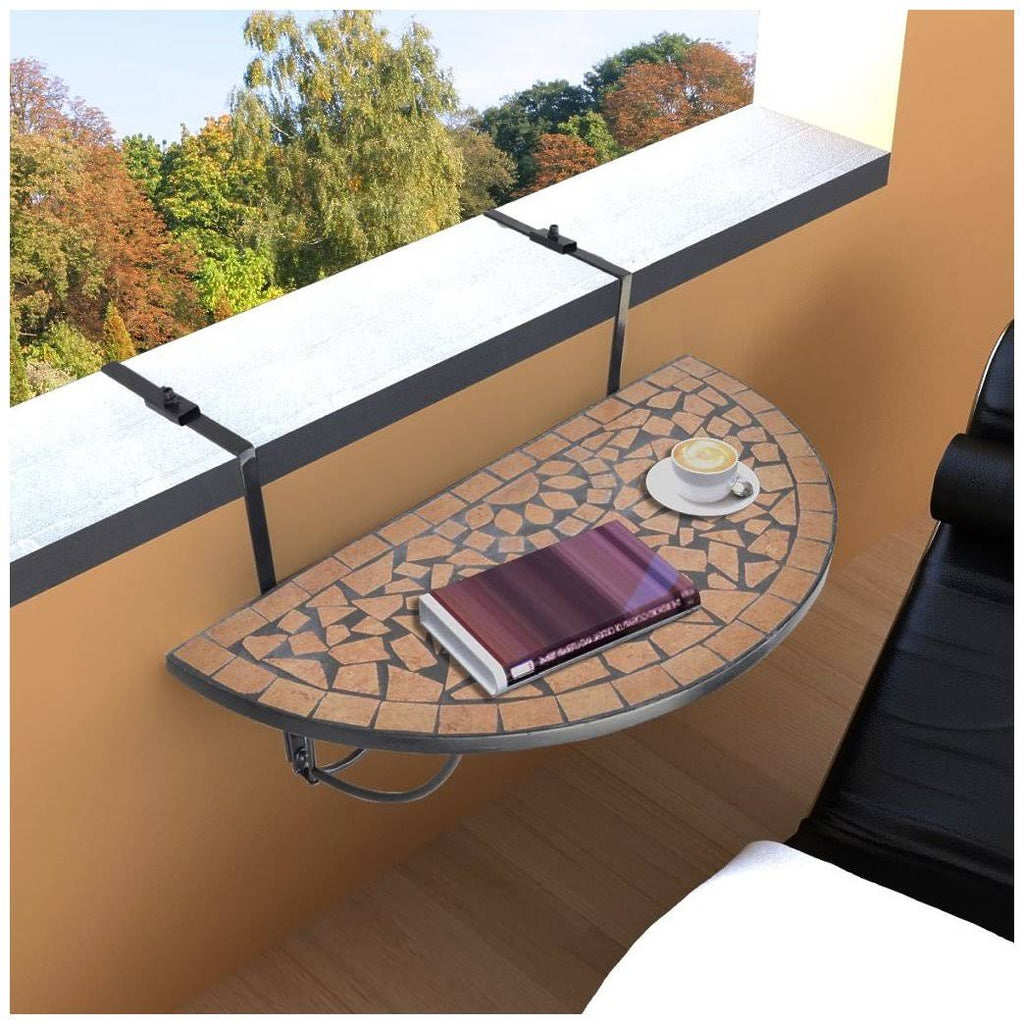 Mosaic Balcony Table Hanging Semi-Circular Terracotta Y21528