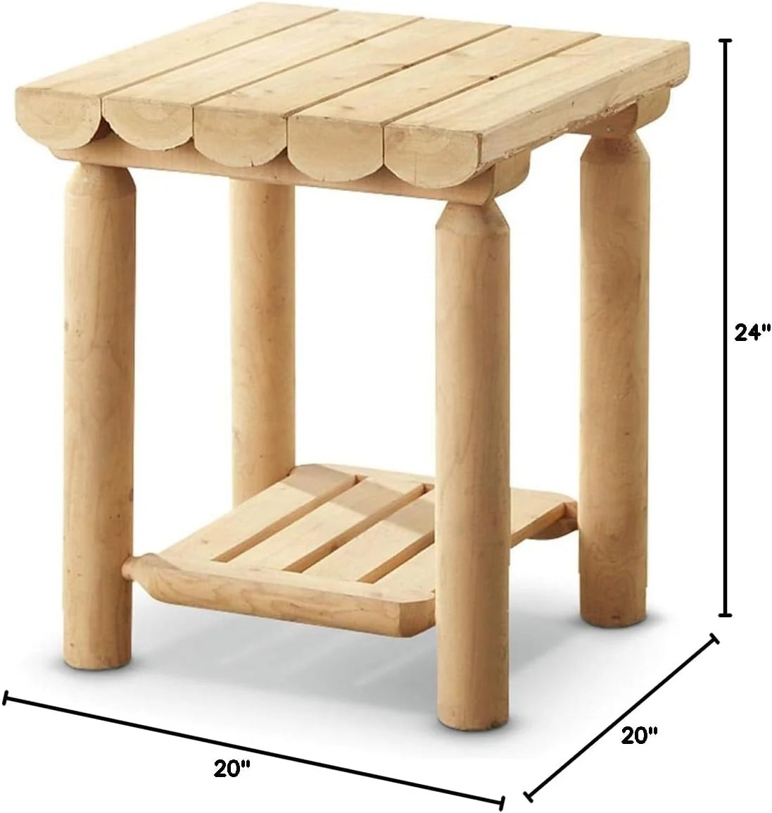 Cedar Log Nightstand Rustic Natural Unfinished Wood End Table J391