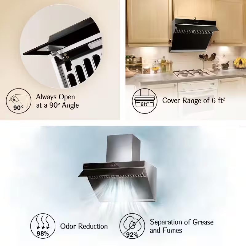 30 in. 850 CFM Under Cabinet or Wall Mount Range Hood with Push Button in Onyx Black M963