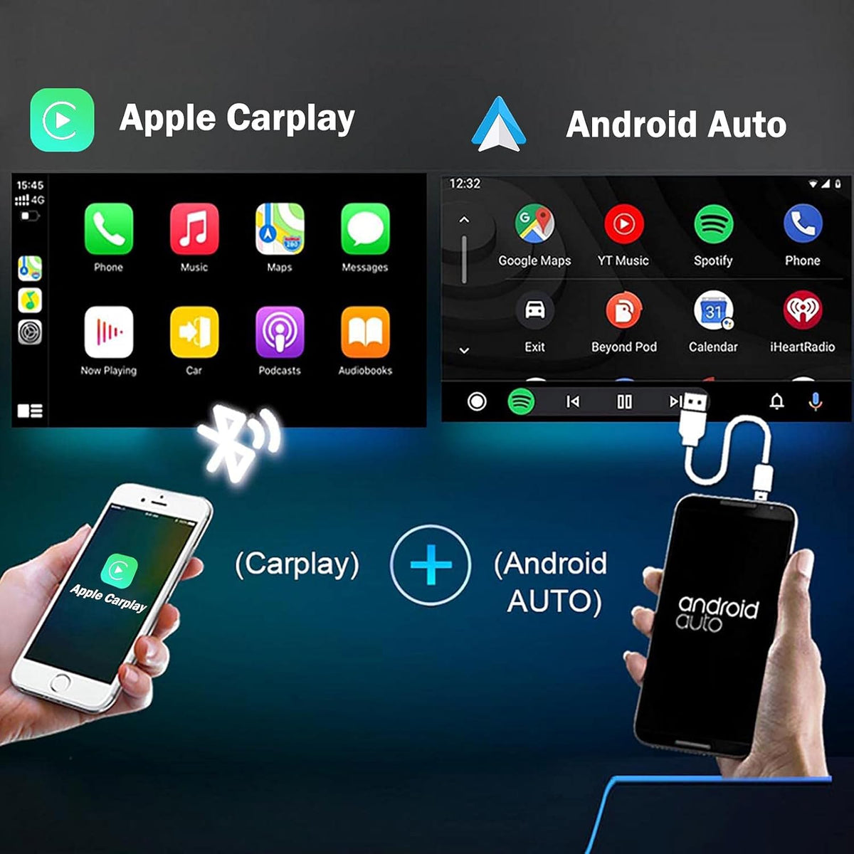 9 inch Double Din Car Stereo with Wireless Carplay Android Auto Backup Camera Touchscreen Q8913