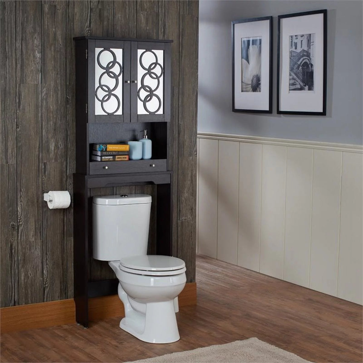 Cappuccino Wood Bathroom Space Saving Cabinet S964