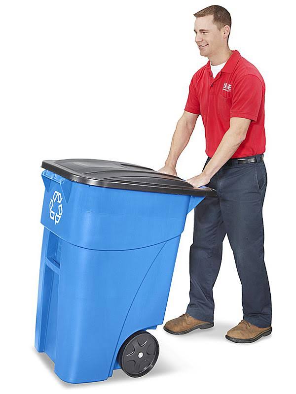 Blue 50 Gallon Recycling Rollout Container with Lid Y615444