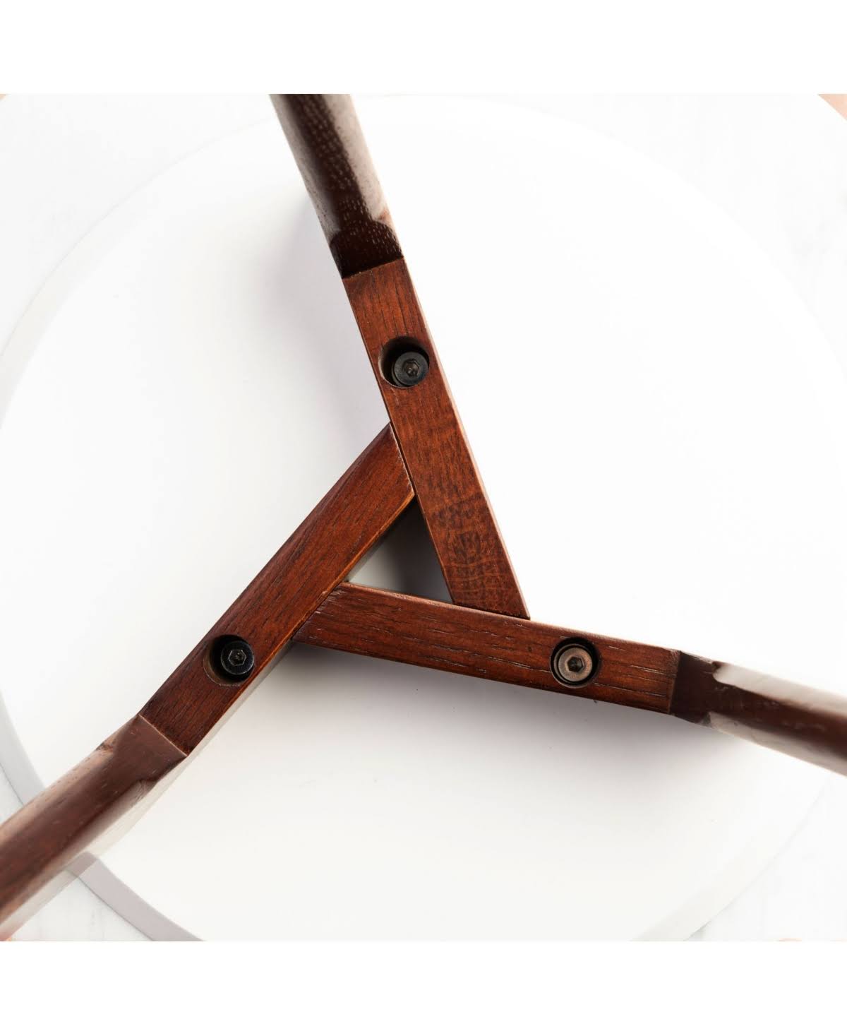 White Marble Side Table with Walnut Legs S2328