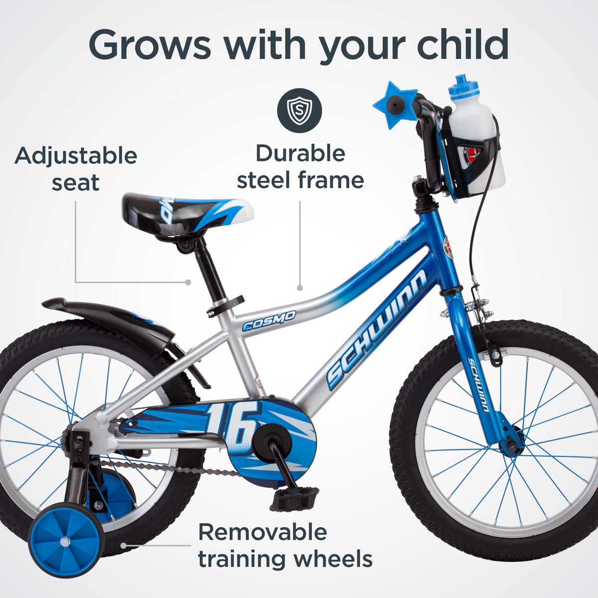 16 in. Wheels Single Speed Blue Grey Kids Bike V60342