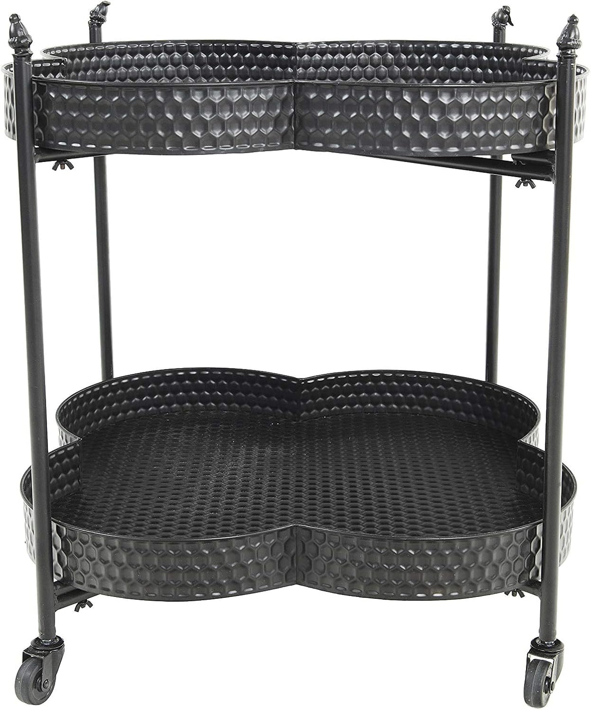 Metal Clover Shaped 2-Tier Bar Cart Q6468