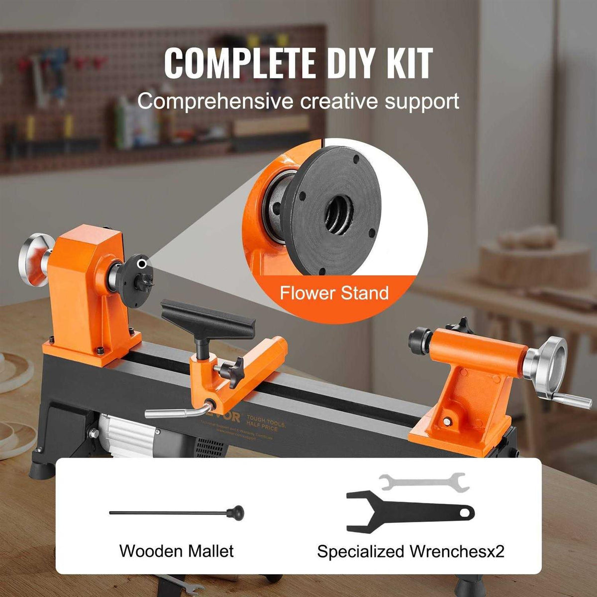 10 in x 18 in 0.5 HP Wood Lathe D358