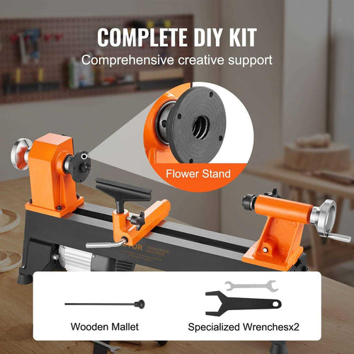 10 in x 18 in 0.5 HP Wood Lathe D358