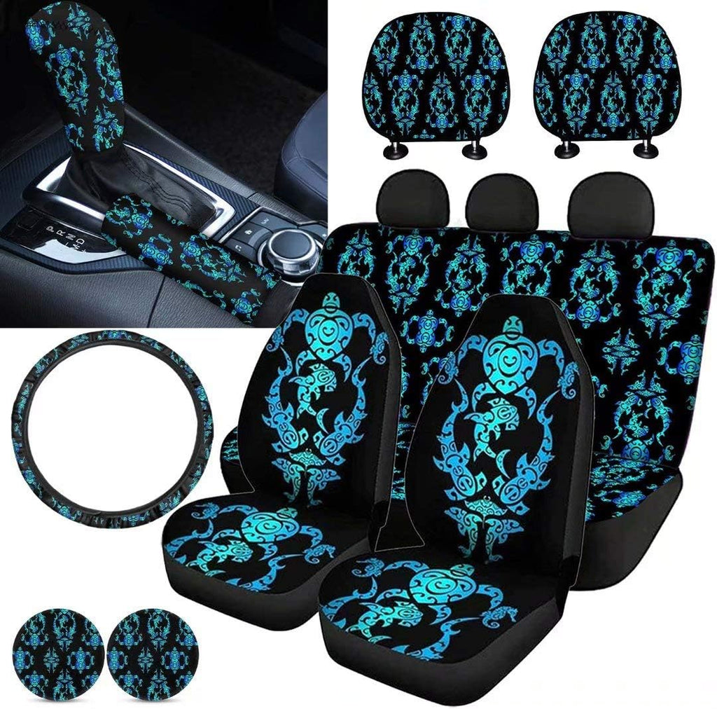 Car Seat Covers Full Set with Steering Wheel Cover, Gear Shift Knob Cover, Handbrake Cover, Seat Belt Cover, Seat Headrest Covers H138769