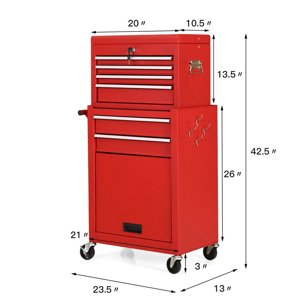 2 in 1 Rolling Storage Cabinet with 6 Drawers V879347