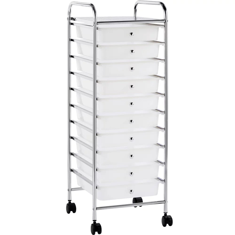 White 10 Drawer Rolling Storage Cart I1907