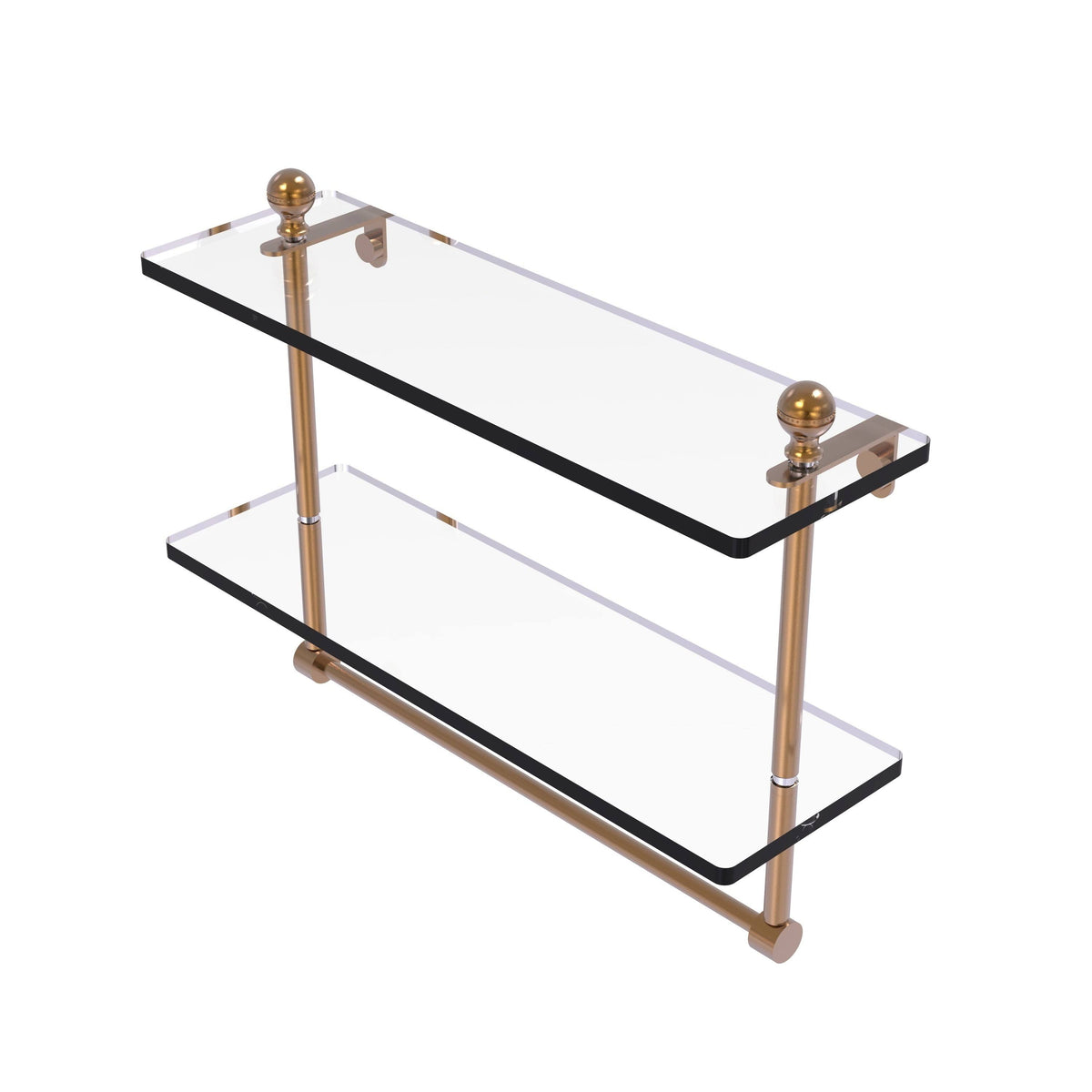 Brushed Bronze Two Tiered Glass Shelf with Integrated Towel Bar N157