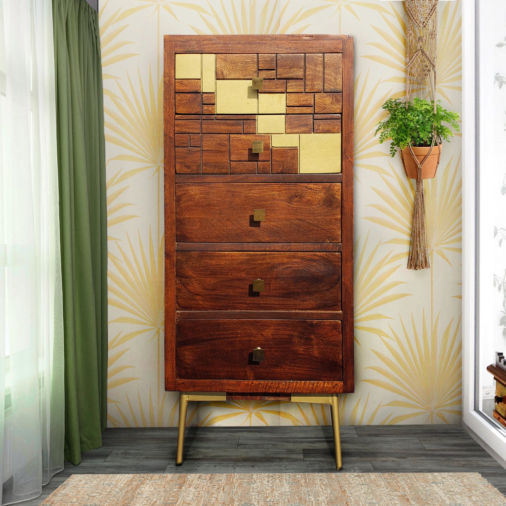 Recycled Mango Wood 5 Drawer Chest F588