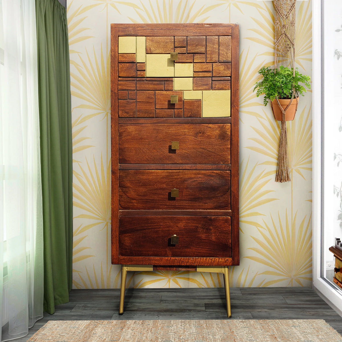 Recycled Mango Wood 5 Drawer Chest F588