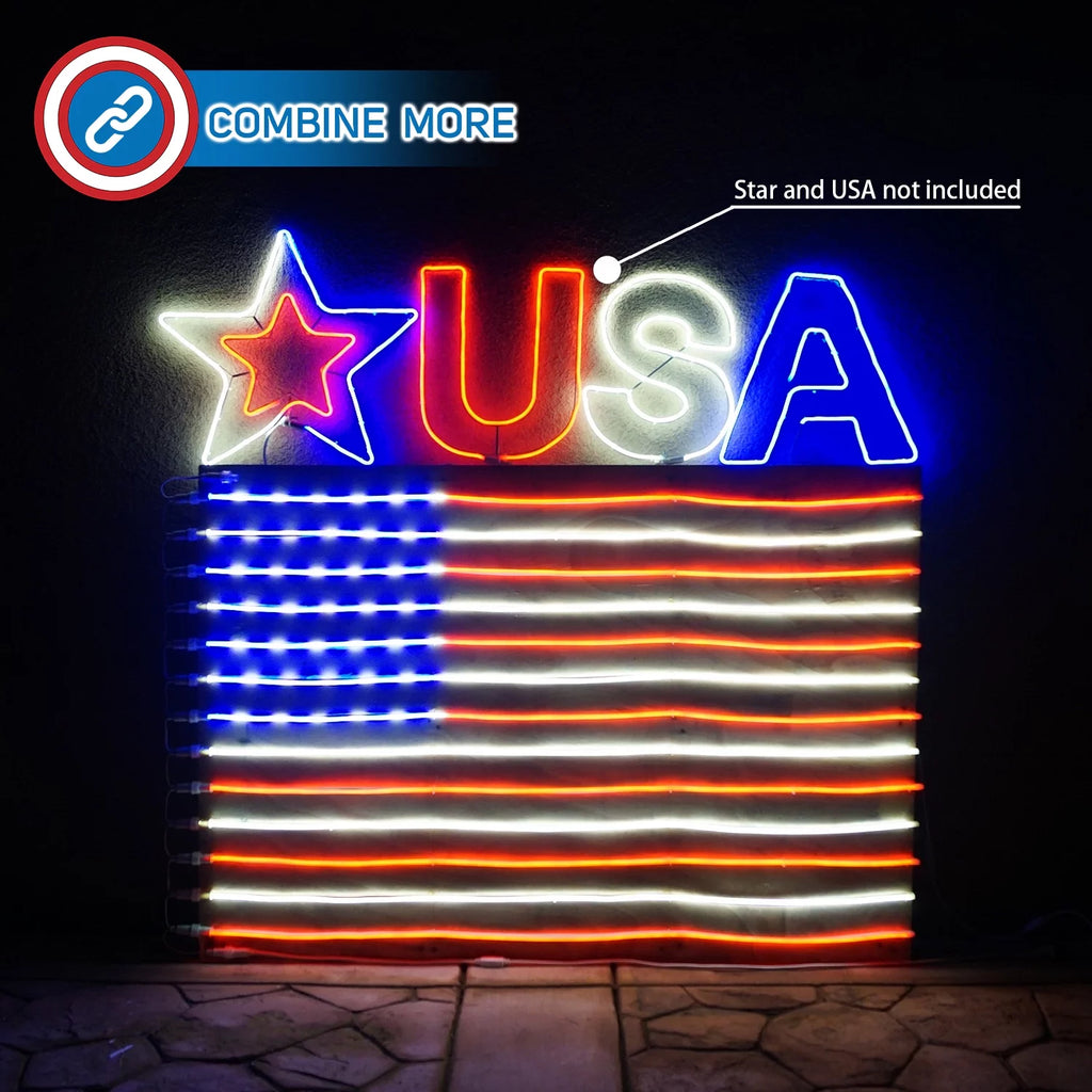 Patriotic American Flag Neon Lights 5'x3' Waterproof Decorations I569230