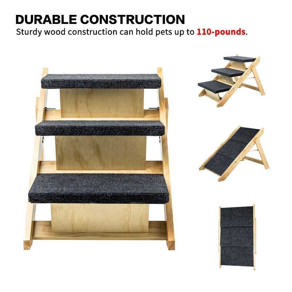 Foldable 4 Levels Wooden Pet Stairs & Ramp E563