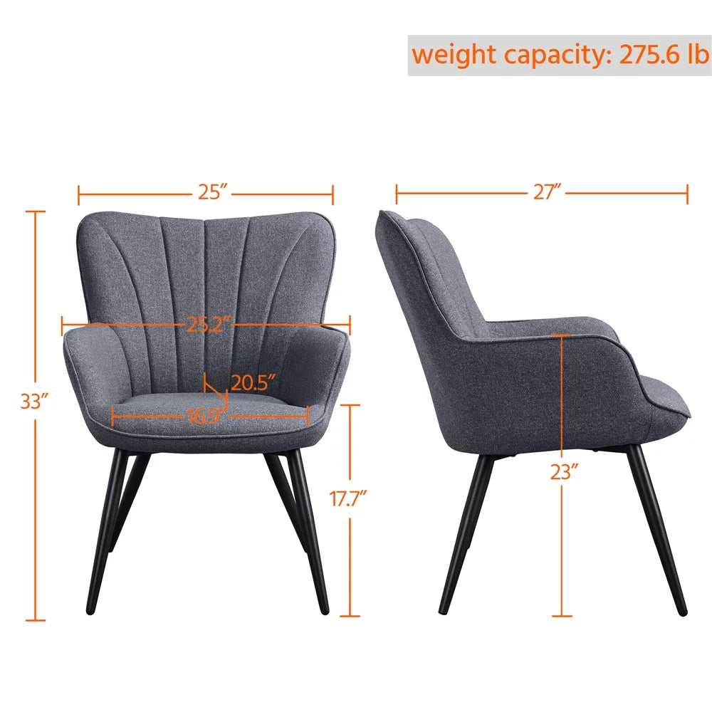 Gray Upholstered Fabric Wingback Armchair G7716