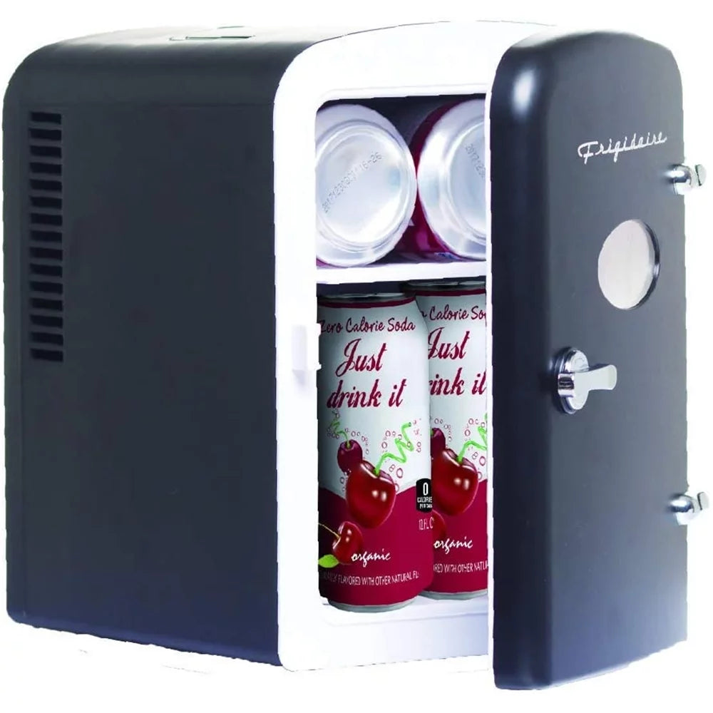 Portable Retro 6-can 4 Liters Mini Fridge Black X5534