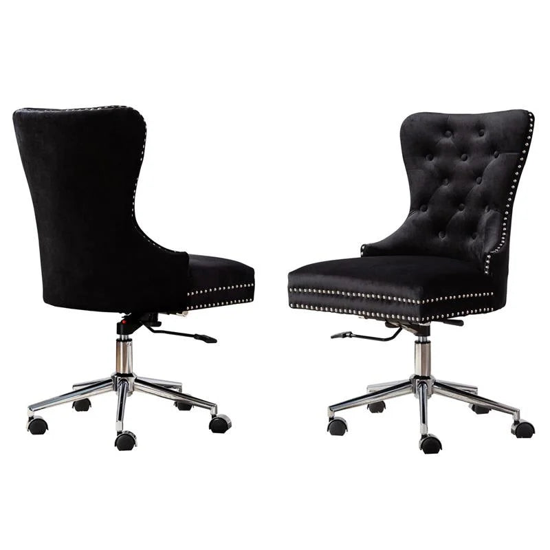 Black Velvet Swivel Office Chair L6765