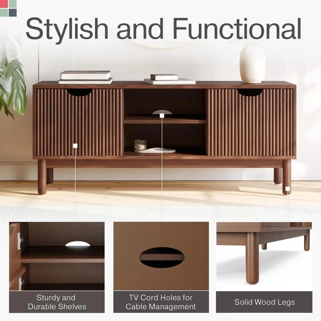 Fluted TV Stand with Shelves Z15430