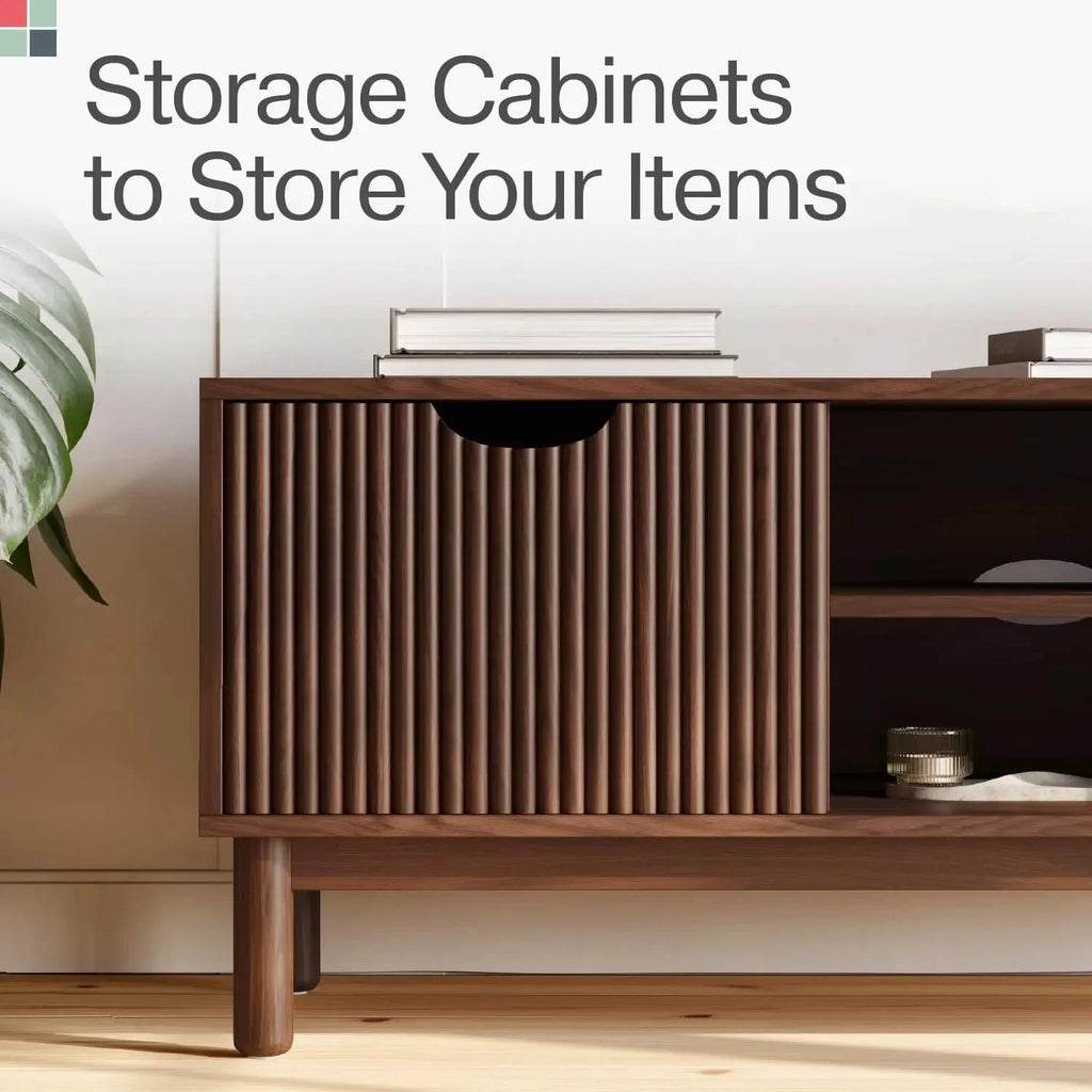 Fluted TV Stand with Shelves Z15430