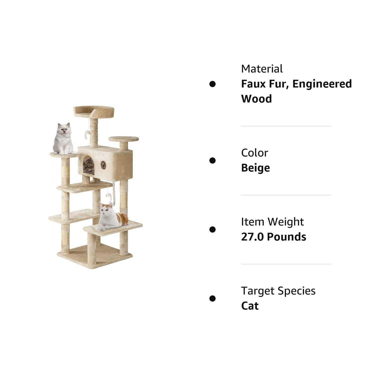 54in Cat Tree Tower with Scratching Posts Y70084