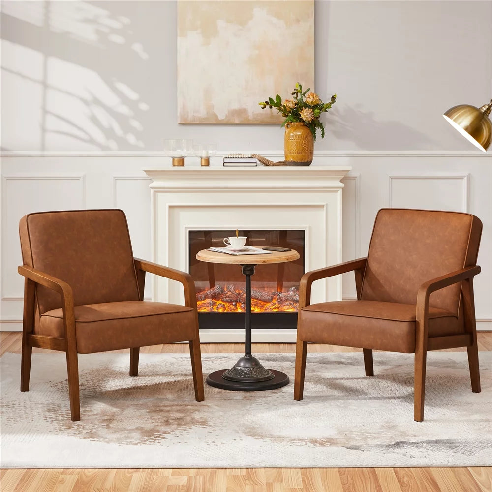 Light Brown Faux Leather Armchair A14784