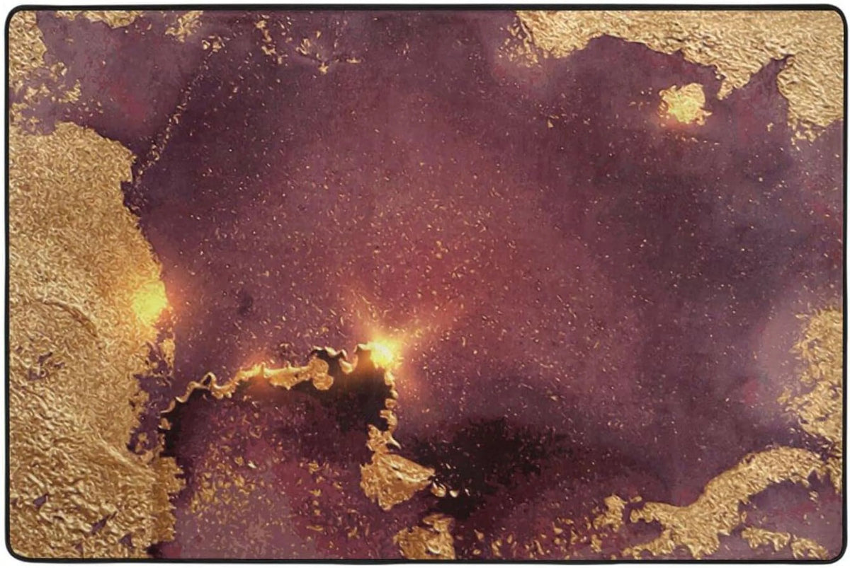 Dark Gold Marble Texture Non-Slip Area Rug, 36"x24" T640