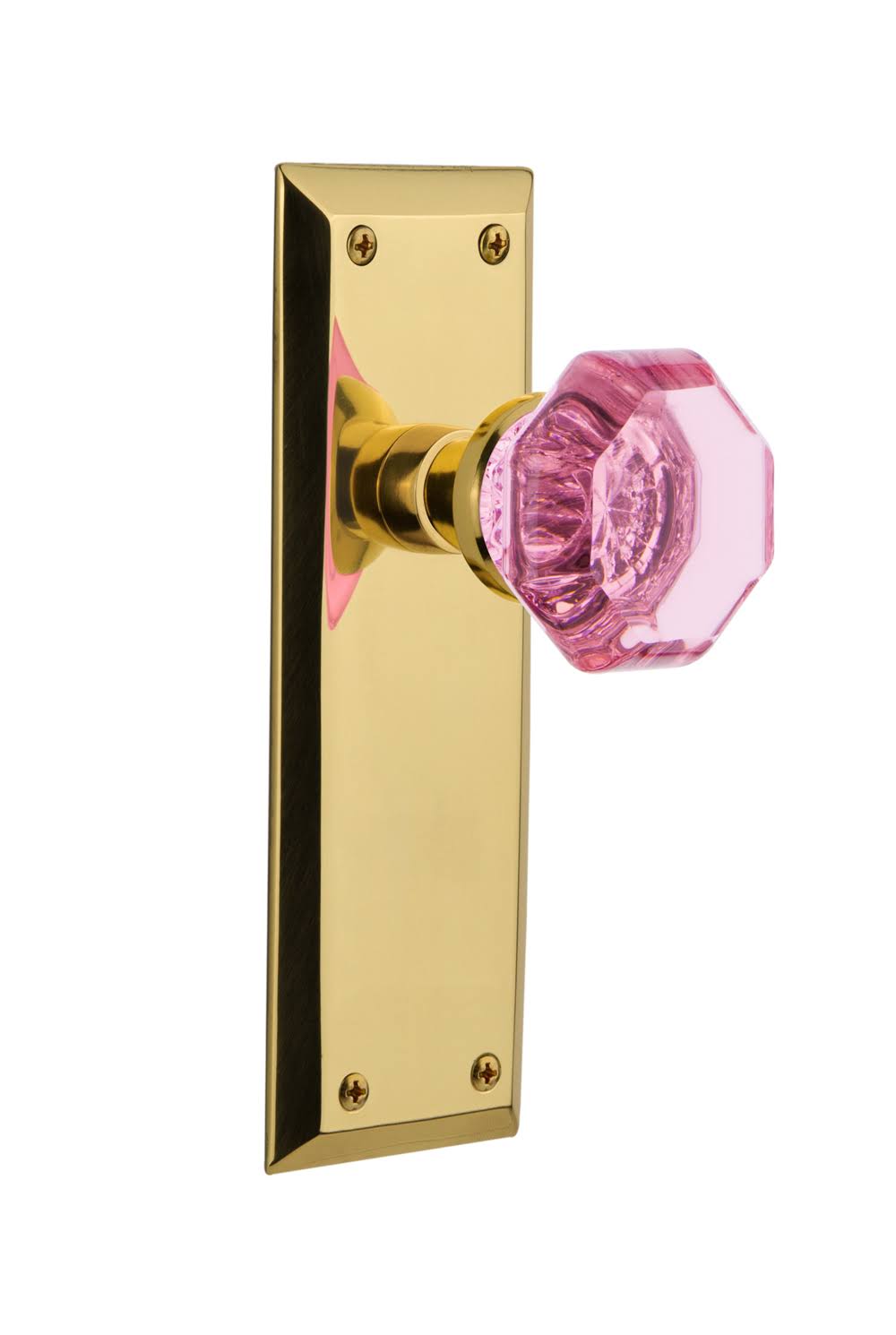 New York Plate Door Knob in Unlaquered Brass L5699