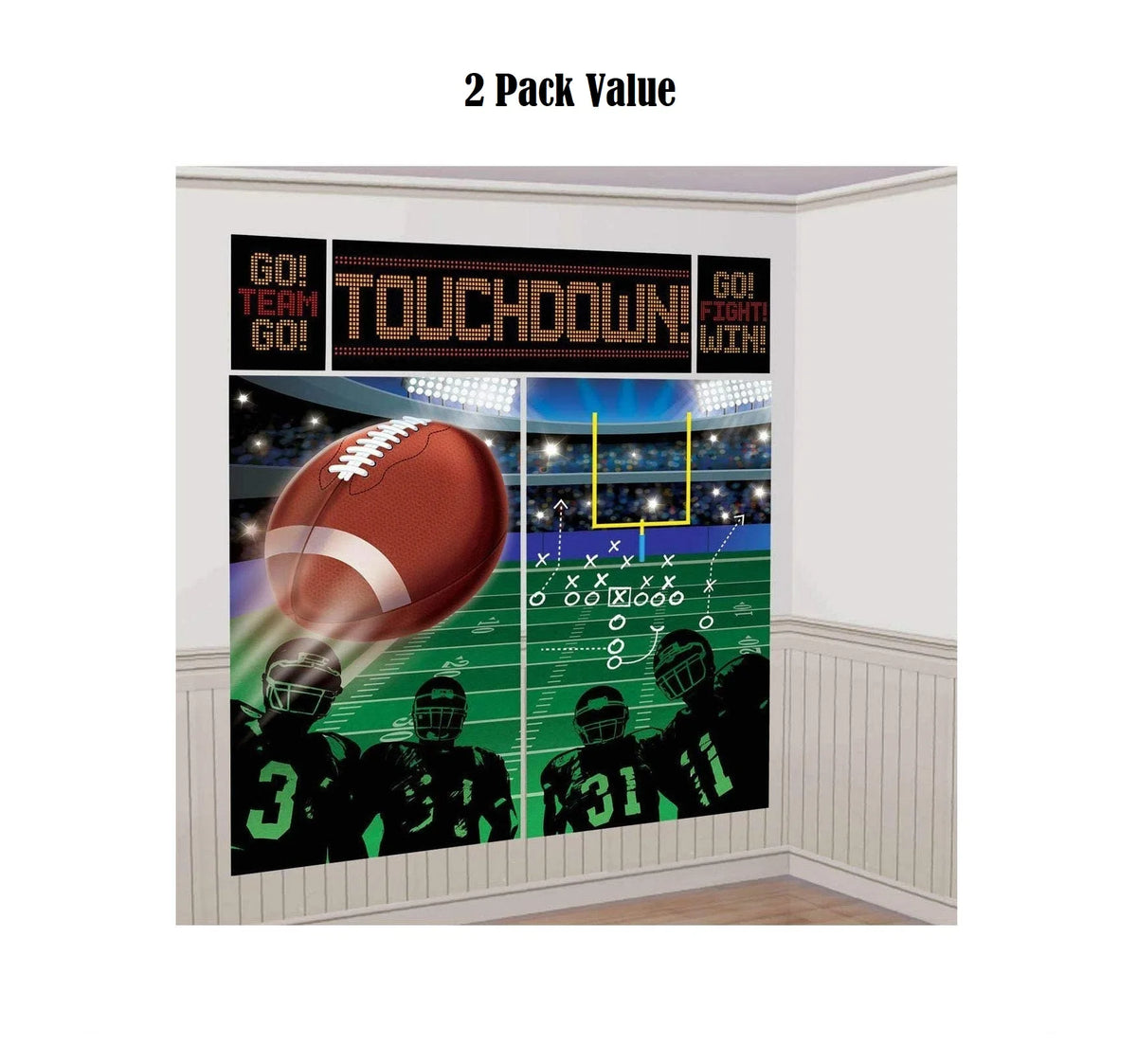 5 Pieces Vinyl Football Birthday Wall Decorating Kit O7447
