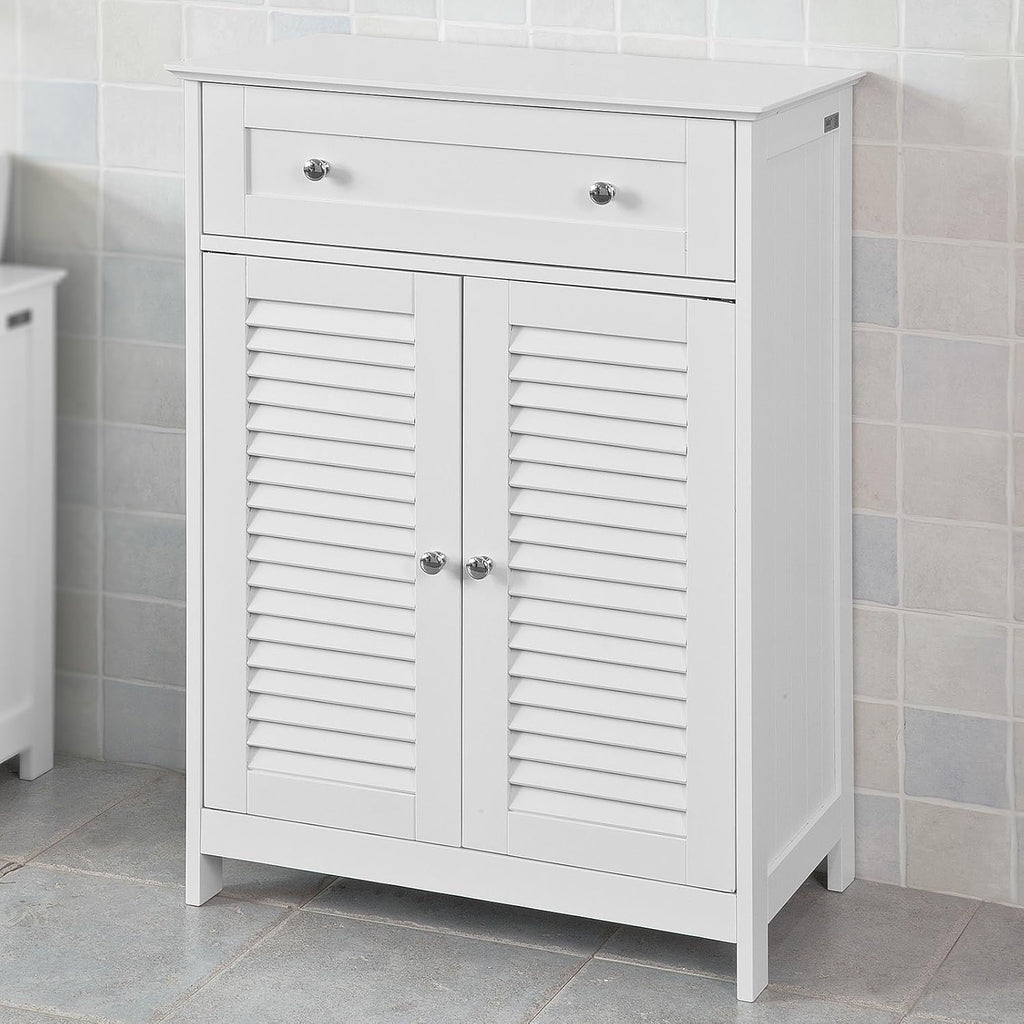 White Bathroom Vanity Set with Drawer and Double Shutter Door G638