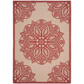 Beige Red Medallion Indoor/Outdoor Area Rug 4' x 5'7" N1587