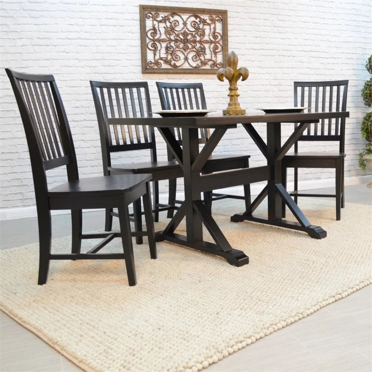 30 x 48 Trestle Table Antique Black S493