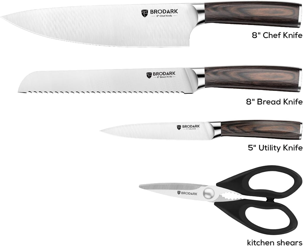 4 Pcs German Stainless Steel Kitchen Knife Set with Kitchen Shears G393647