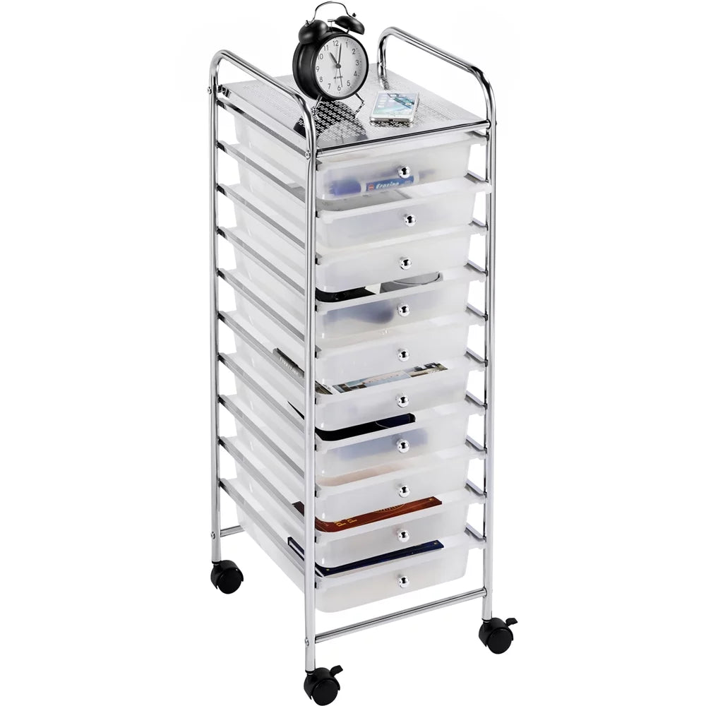 White 10 Drawer Rolling Storage Cart I1907