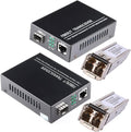 1.25G/s Bidi Gigabit Multi-Mode Fiber Ethernet Media Converter with 2PCS Bidi SFP LC Dual Transceiver Module, 10/100/1000Base-Tx to 1000Base-SX SMF RJ45 to SFP Slot, 550M, Pack of 2 Z379