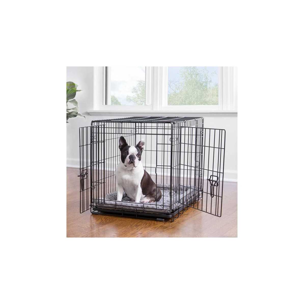 Double Door Folding Wire Dog Crate with Divider Panel F111053