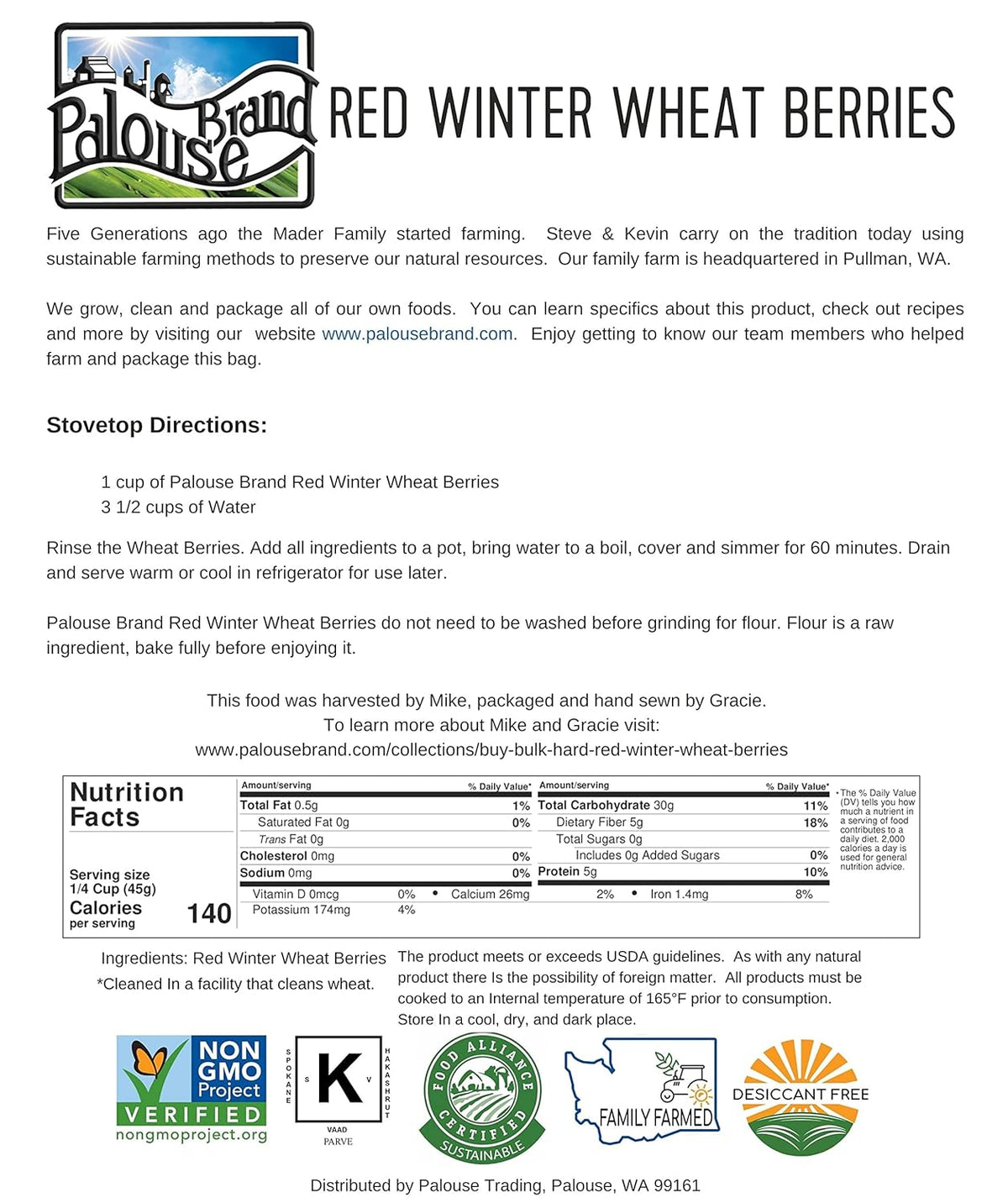 25 LBS Hard Red Winter Wheat Berries in Bucket A9931