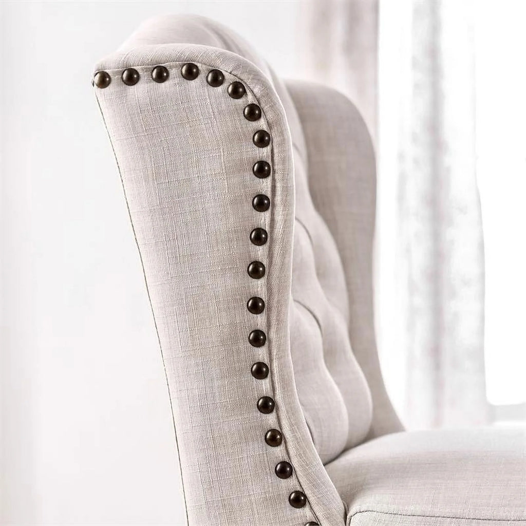 Beige Fabric Bar Chair Set of 2 Z75629