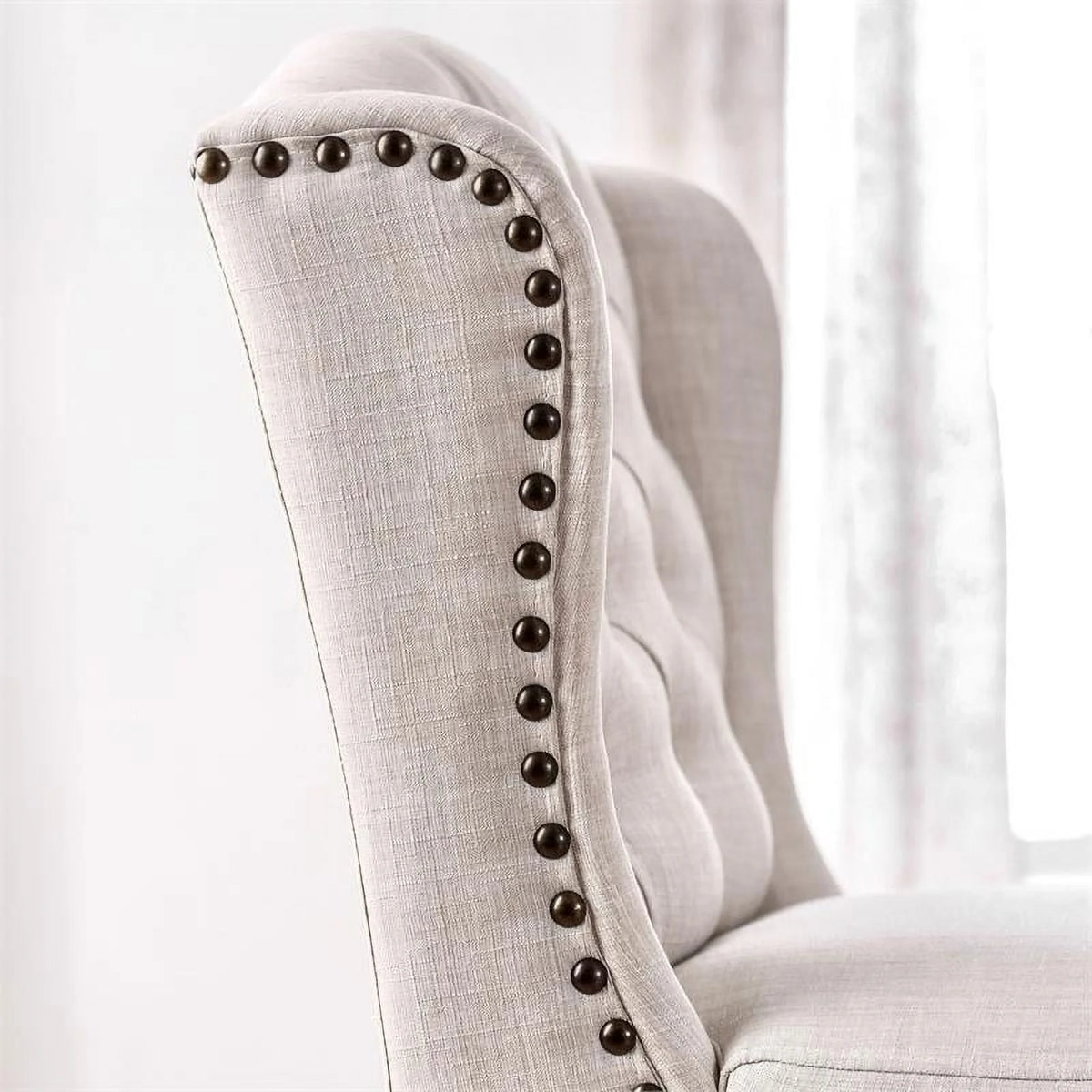Beige Fabric Bar Chair Set of 2 Z75629
